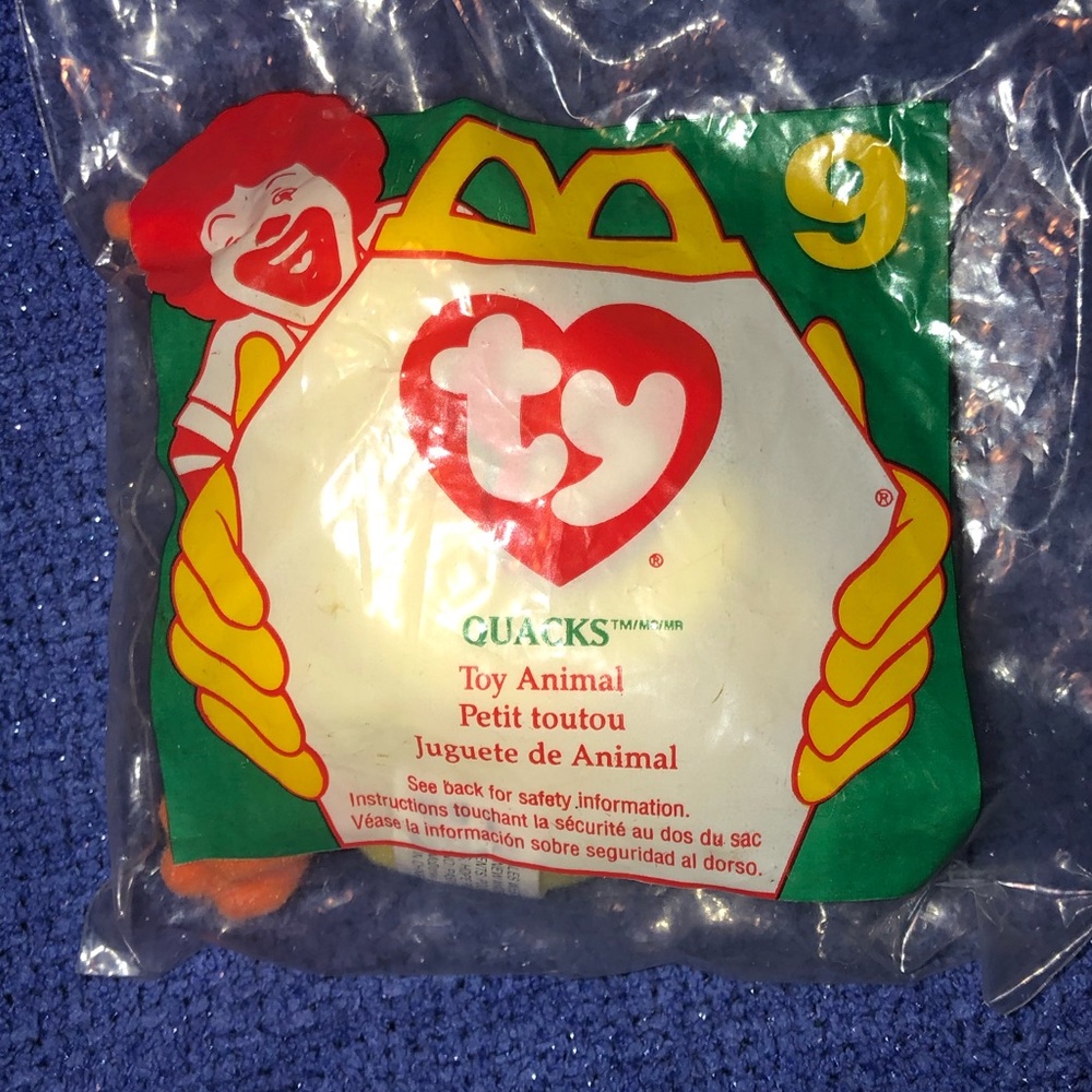 🐥 TY 1996 McDonald’s Teenie Beanie Baby Quacks #9